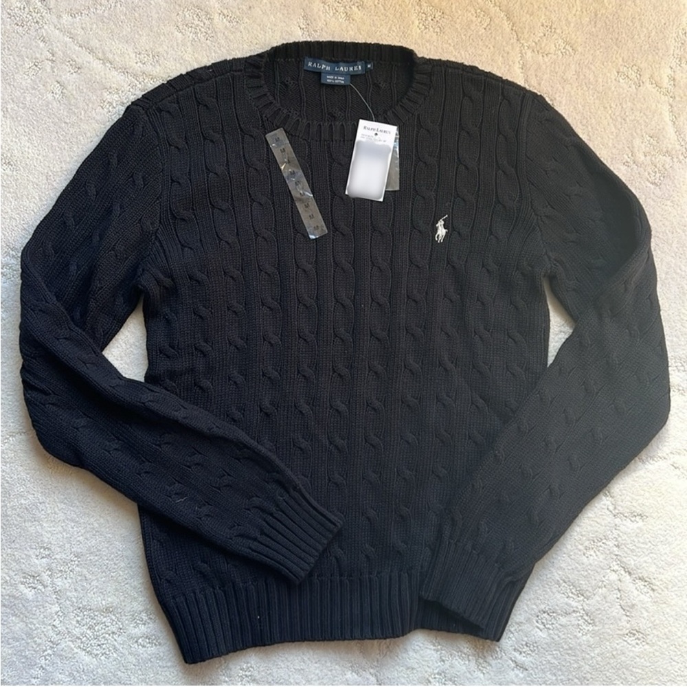 NWT Back Ralph Lauren Crewneck Knit Sweater w/WHITE Embroidered Pony